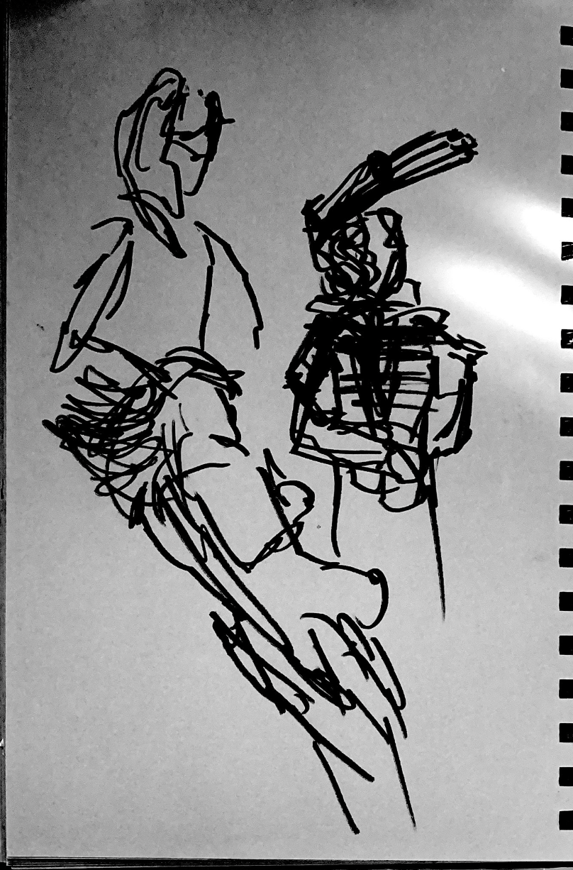 gesture drawing of the people i saw at a local underground show
